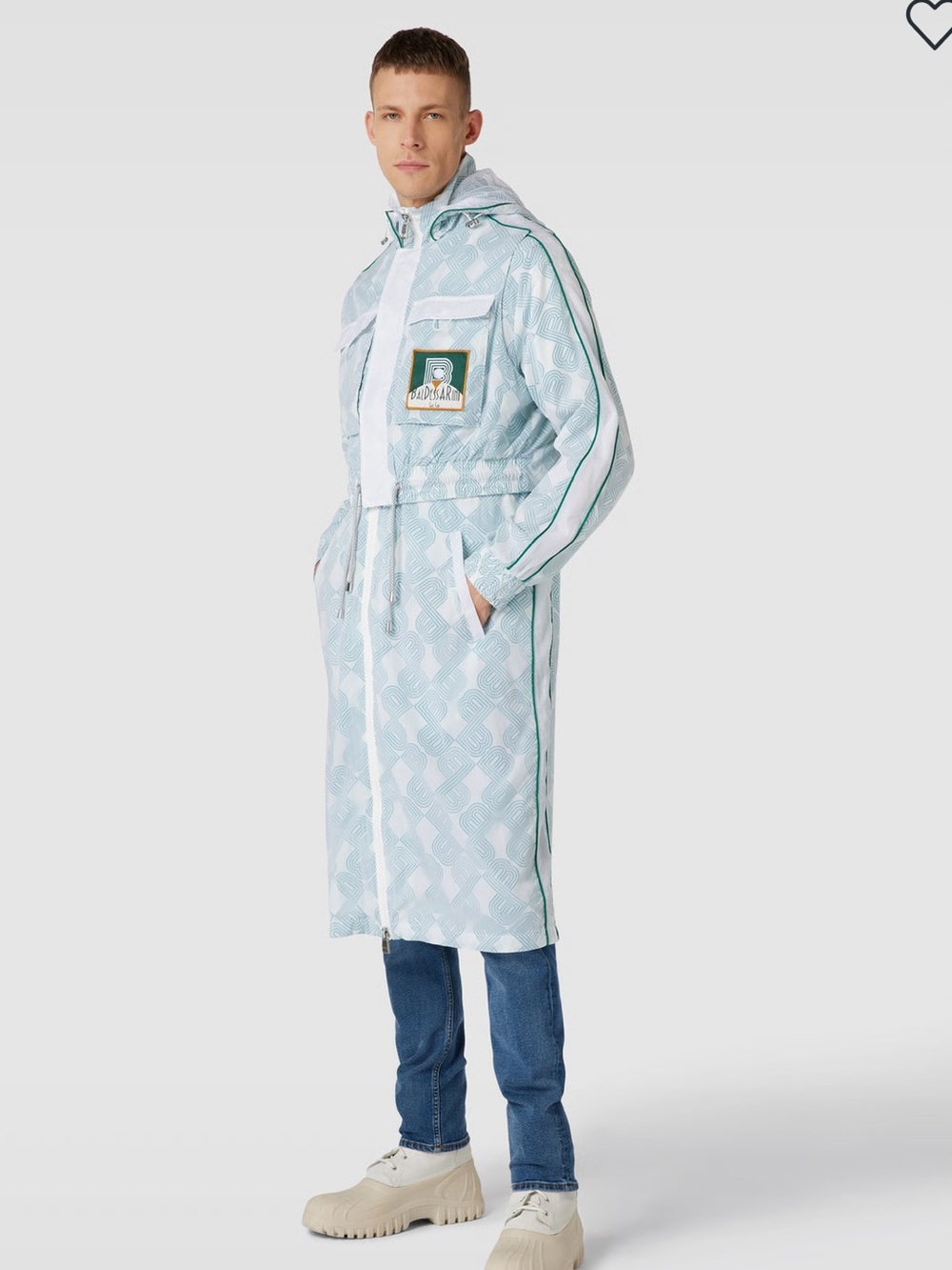 Baldessarini Hooded long coat in light turquoise Size M